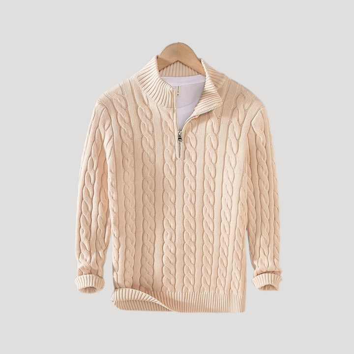 Caleb | Chic Half-Zip Cable Knit Sweater