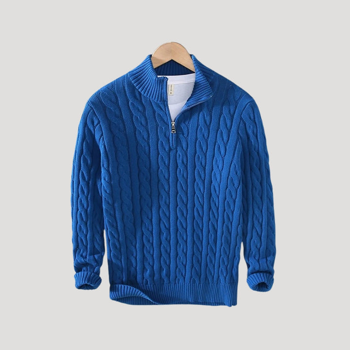 Caleb | Chic Half-Zip Cable Knit Sweater