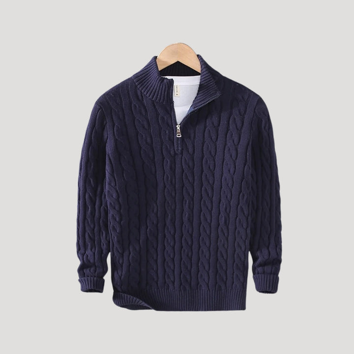 Caleb | Chic Half-Zip Cable Knit Sweater