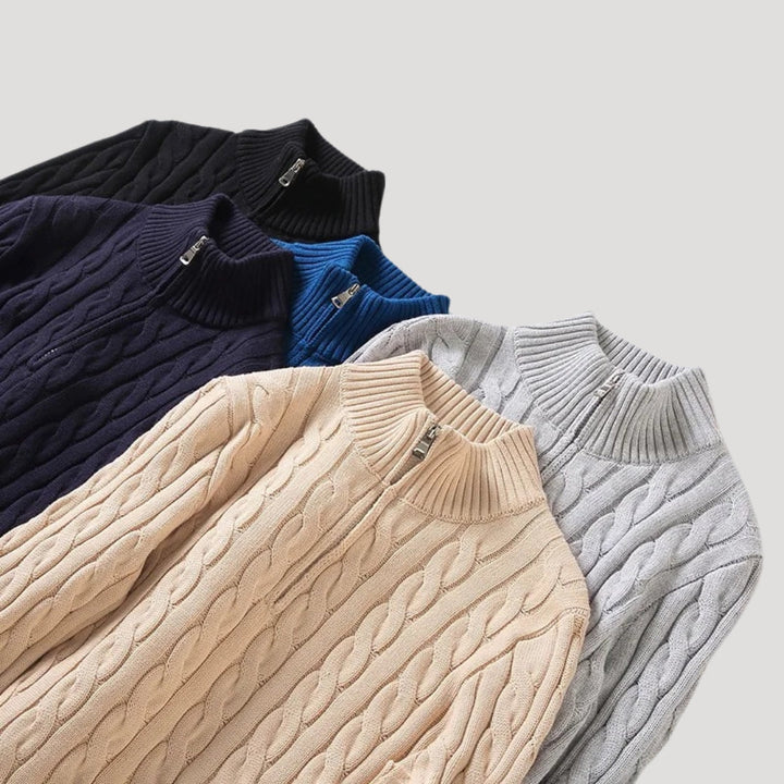 Caleb | Chic Half-Zip Cable Knit Sweater