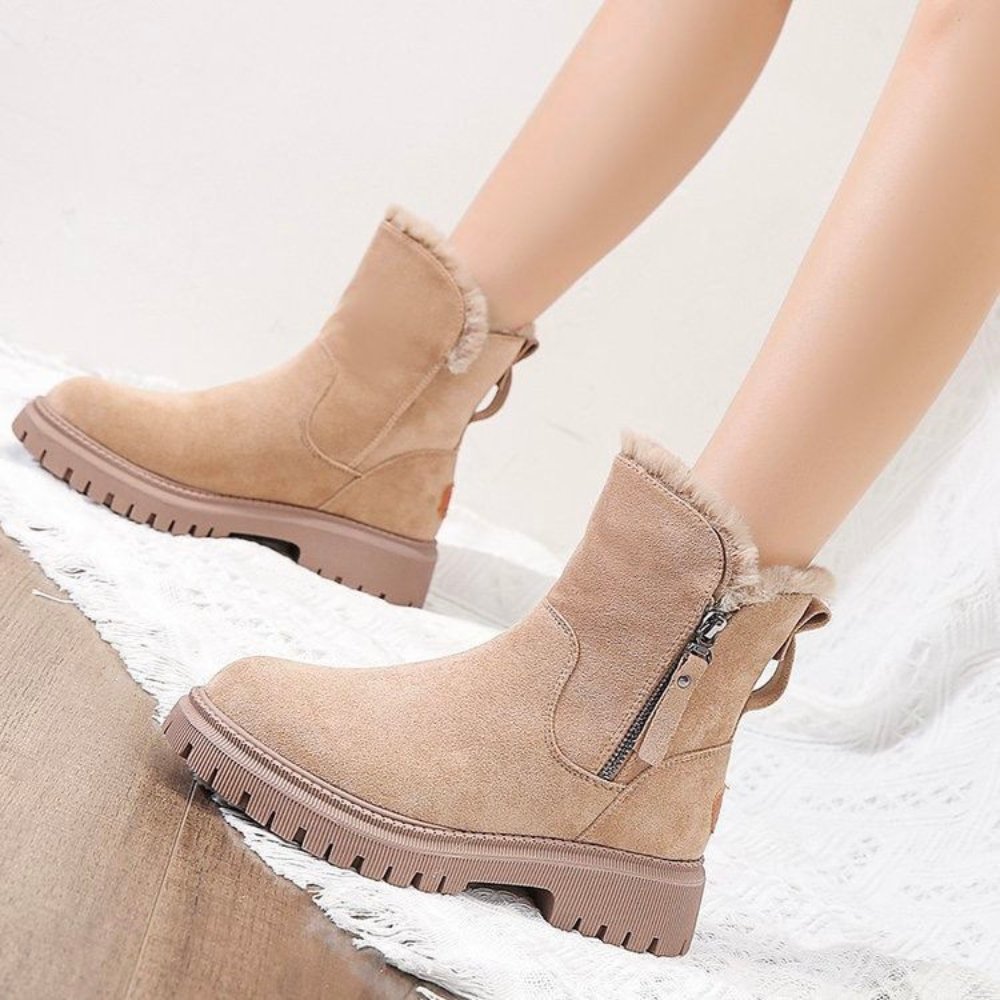 Carol | Chic Fur-Lined Ankle Winter Boots with Lug Sole