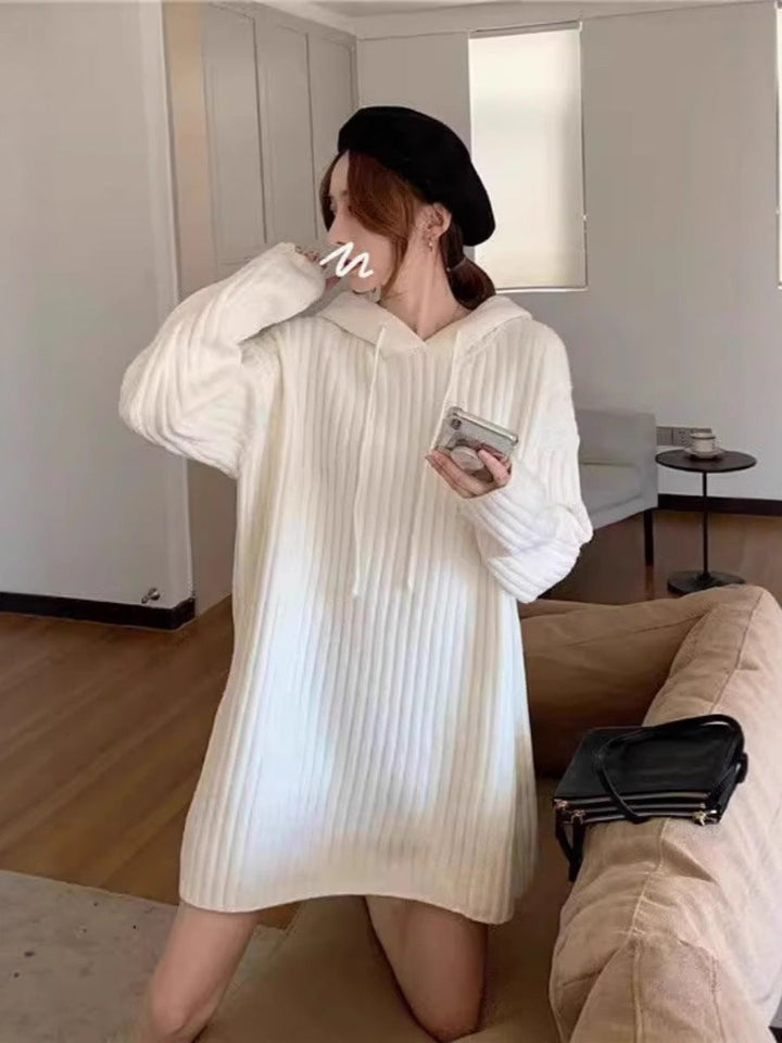 Carol | Effortless Ribbed Oversized Hooded Sweater Dress
