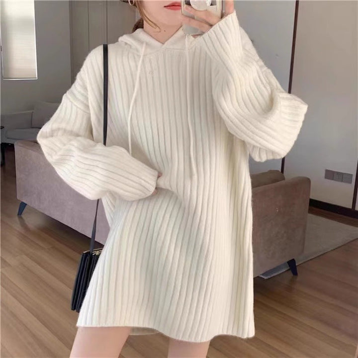 Carol | Effortless Ribbed Oversized Hooded Sweater Dress
