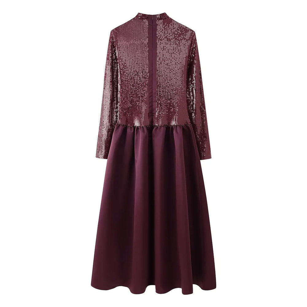 Carol | Polished Sequin Fit-and-Flare Winter Wedding Guest Dress