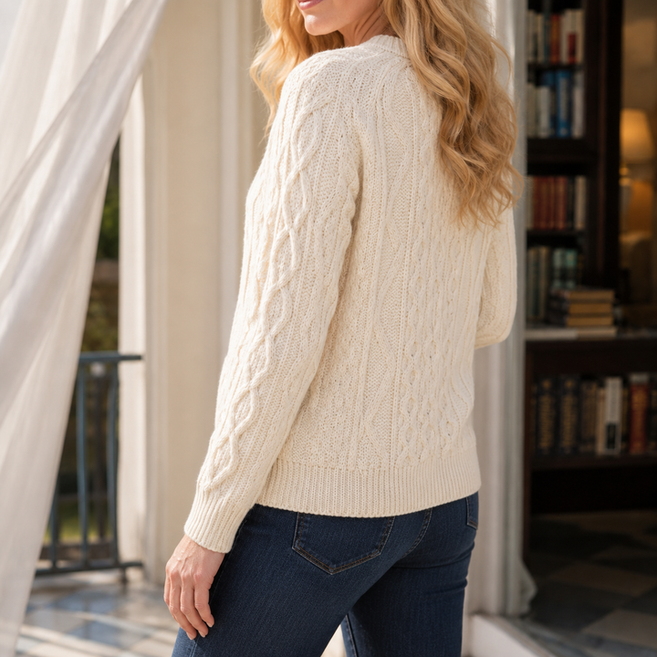 Carol | Refined Button-Front Cable Knit Cardigan Sweater