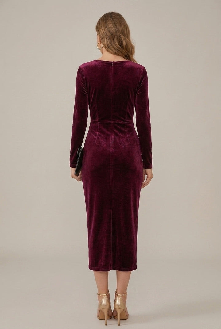 Carol | Relaxed Ruched Wrap Christmas Party Midi Dress