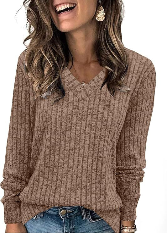 Carol | Stylish Ribbed V-Neck Oversized Knit Sweater