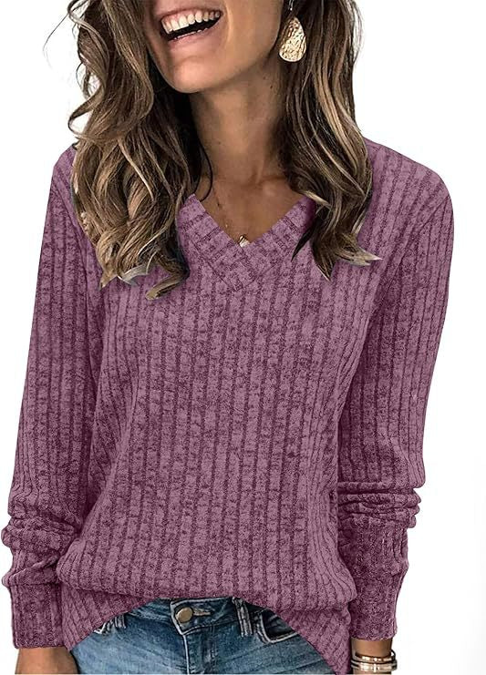 Carol | Stylish Ribbed V-Neck Oversized Knit Sweater