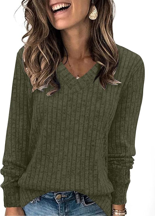 Carol | Stylish Ribbed V-Neck Oversized Knit Sweater