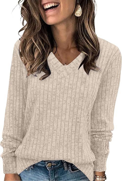 Carol | Stylish Ribbed V-Neck Oversized Knit Sweater