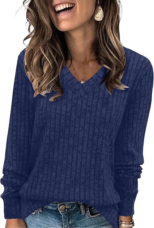 Carol | Stylish Ribbed V-Neck Oversized Knit Sweater