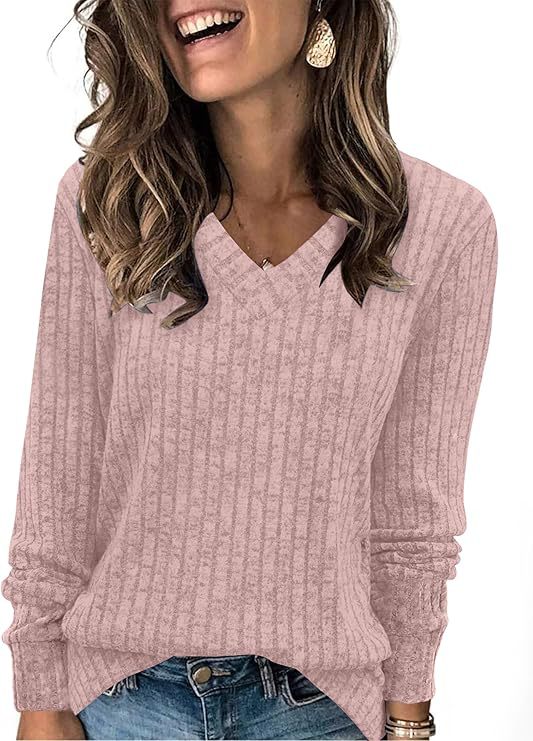 Carol | Stylish Ribbed V-Neck Oversized Knit Sweater
