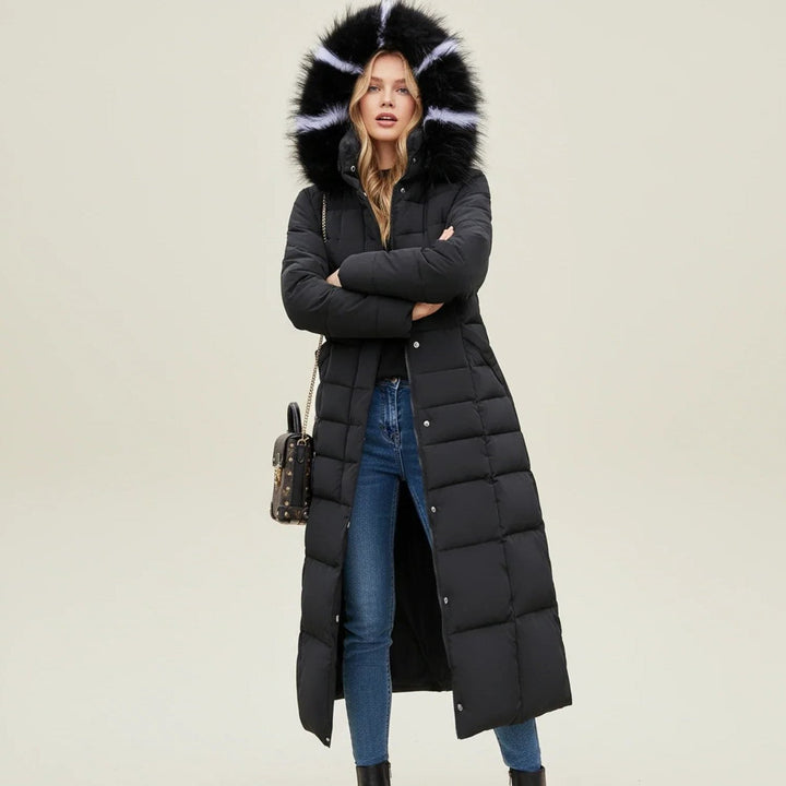 Carolyn | Belted Hooded Longline Quilted Puffer Jacket