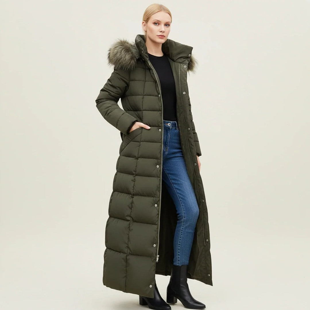 Carolyn | Belted Hooded Longline Quilted Puffer Jacket