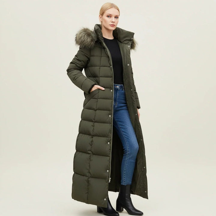 Carolyn | Belted Hooded Longline Quilted Puffer Jacket