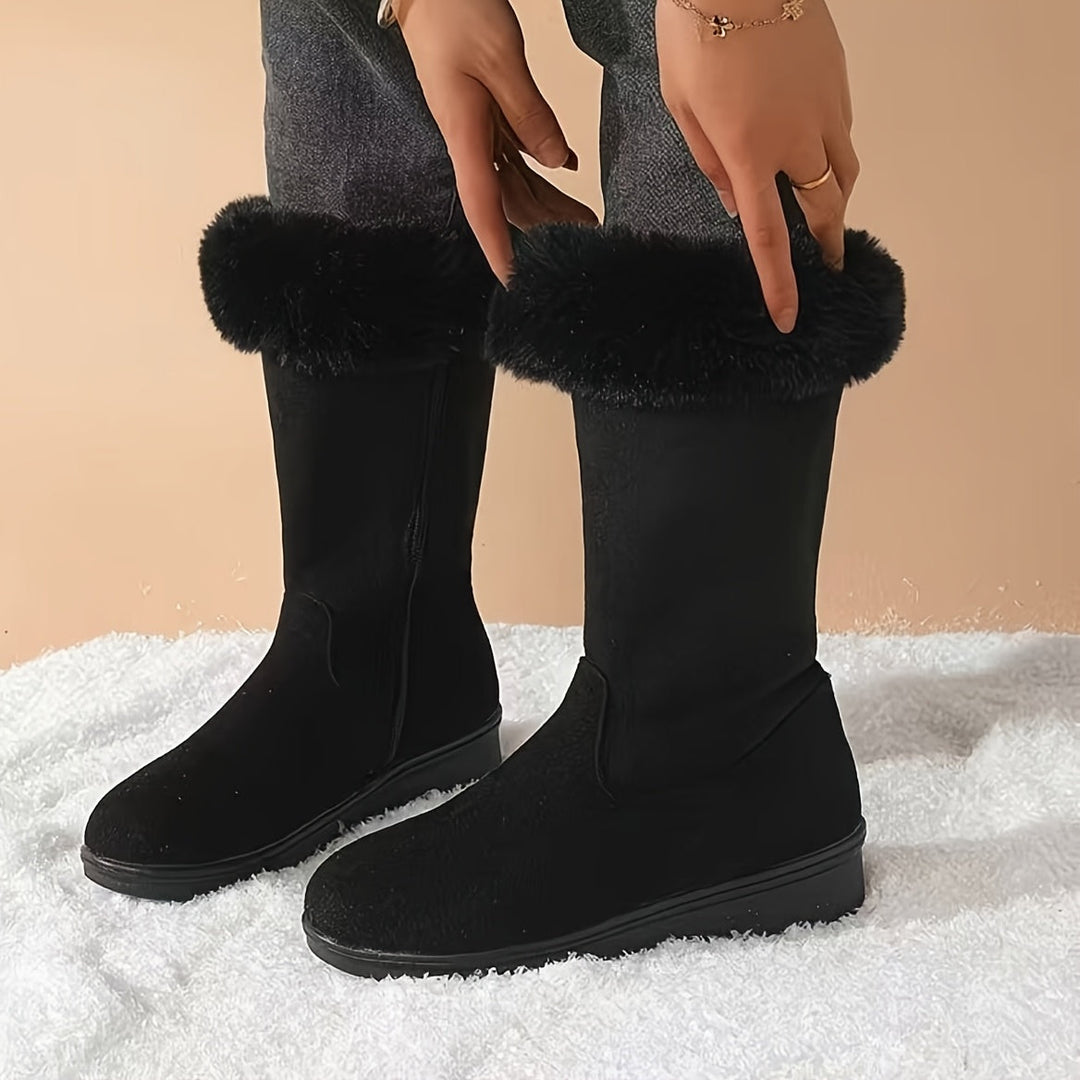 Carolyn | Chic Cuffed Mid Calf Snow Boots Women