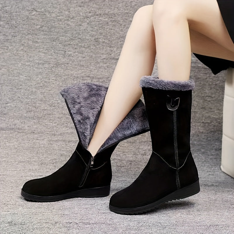 Carolyn | Chic Cuffed Mid Calf Snow Boots Women