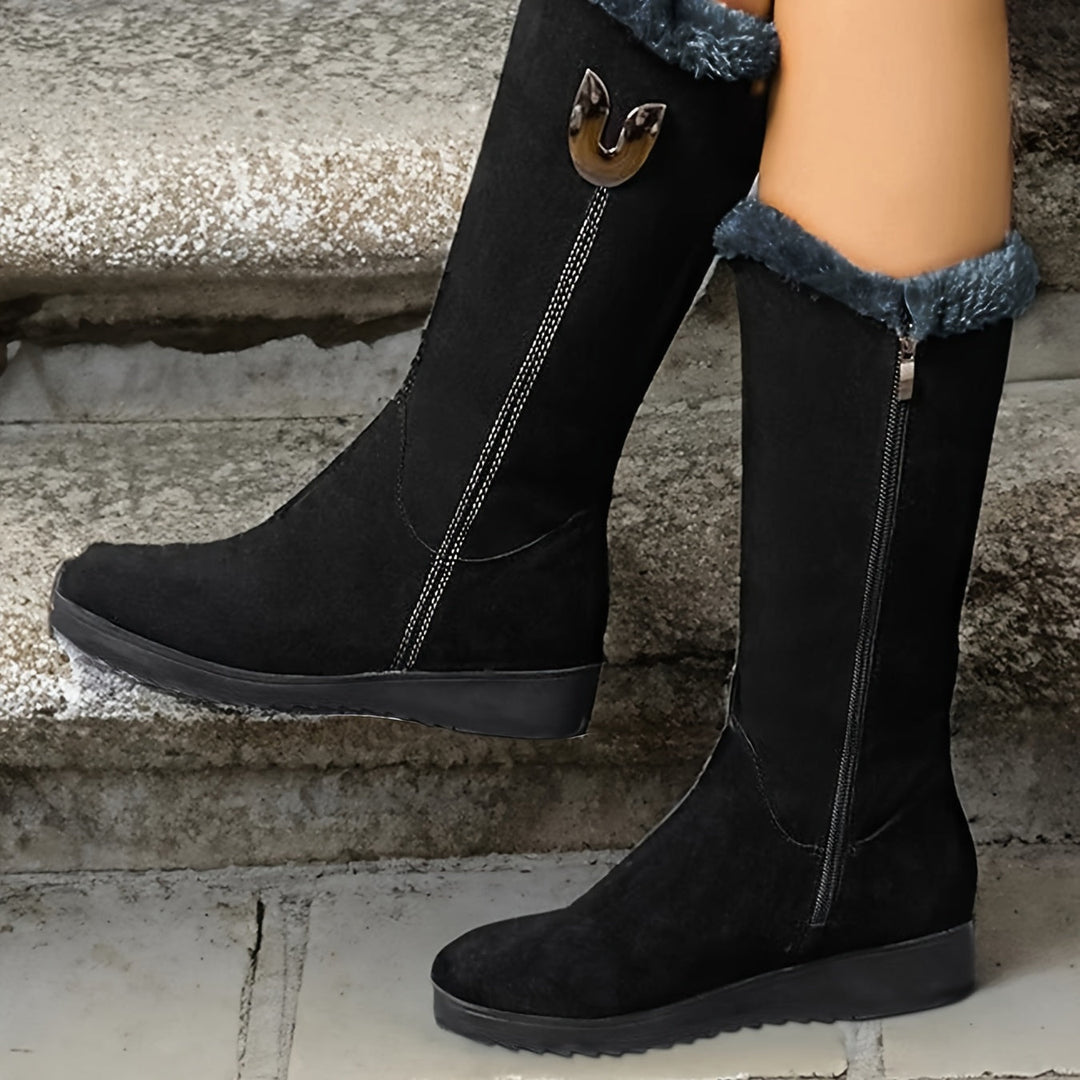 Carolyn | Chic Cuffed Mid Calf Snow Boots Women