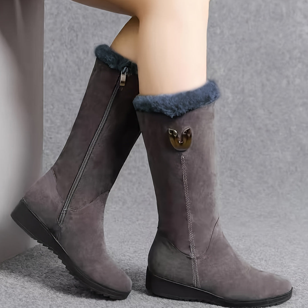 Carolyn | Chic Cuffed Mid Calf Snow Boots Women