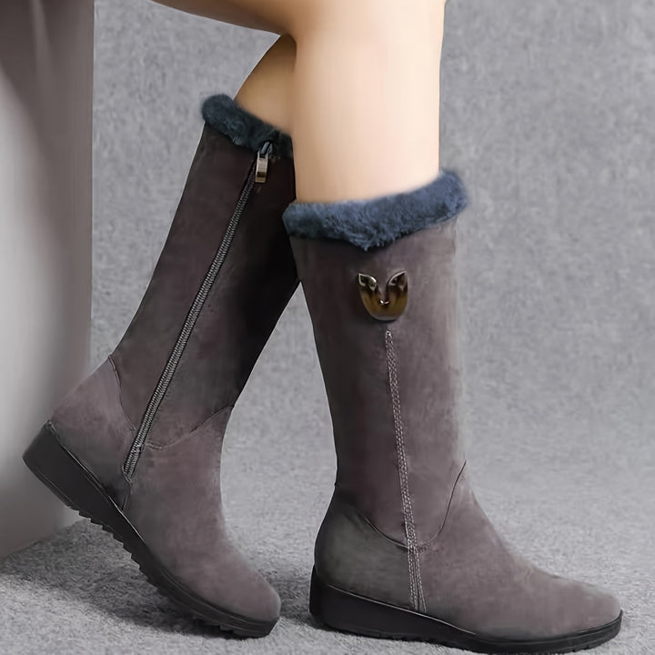 Carolyn | Chic Cuffed Mid Calf Snow Boots Women