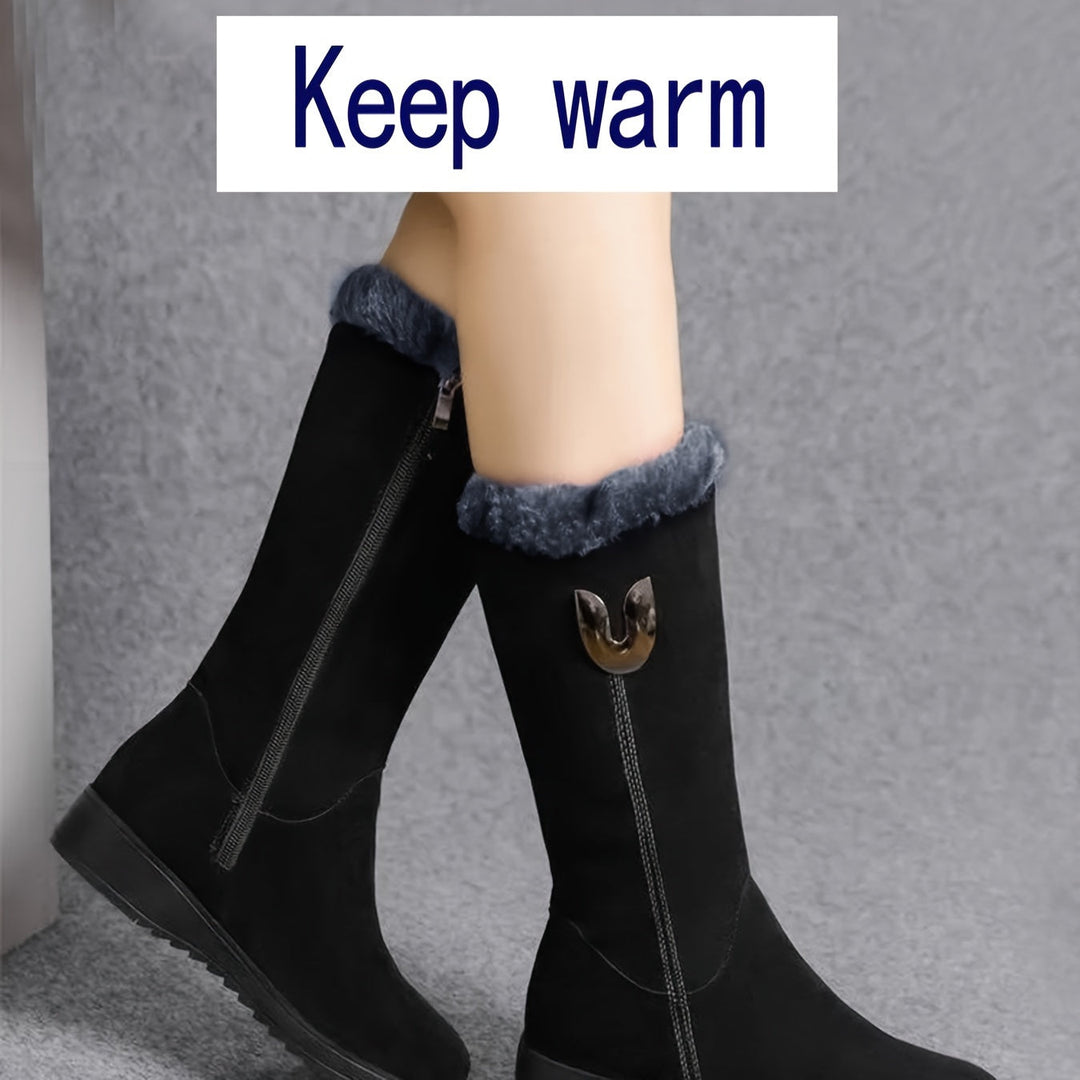 Carolyn | Chic Cuffed Mid Calf Snow Boots Women