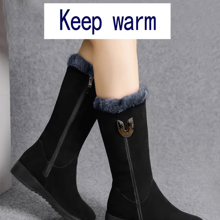 Carolyn | Chic Cuffed Mid Calf Snow Boots Women