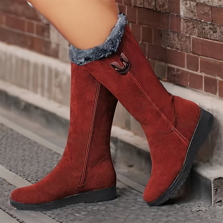 Carolyn | Chic Cuffed Mid Calf Snow Boots Women