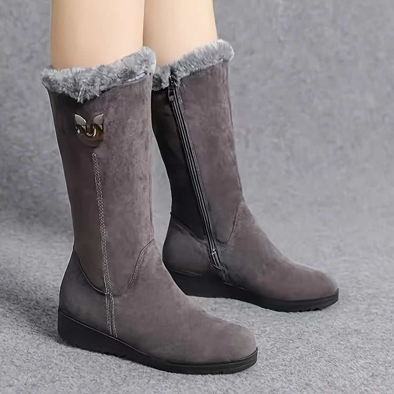 Carolyn | Chic Cuffed Mid Calf Snow Boots Women