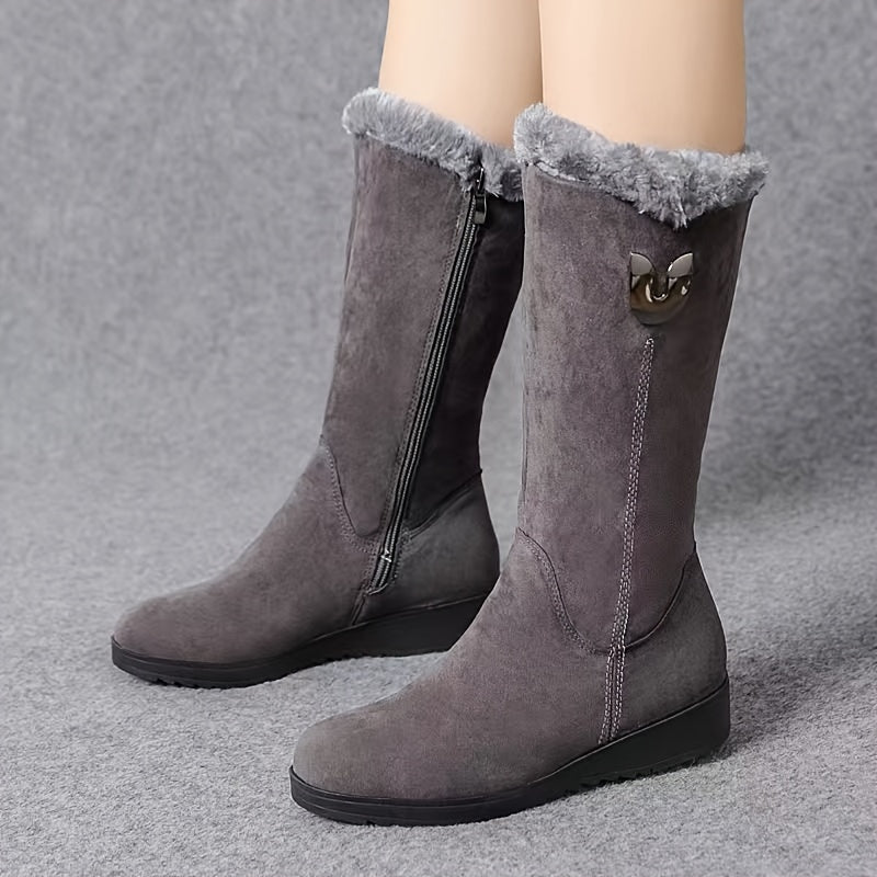 Carolyn | Chic Cuffed Mid Calf Snow Boots Women