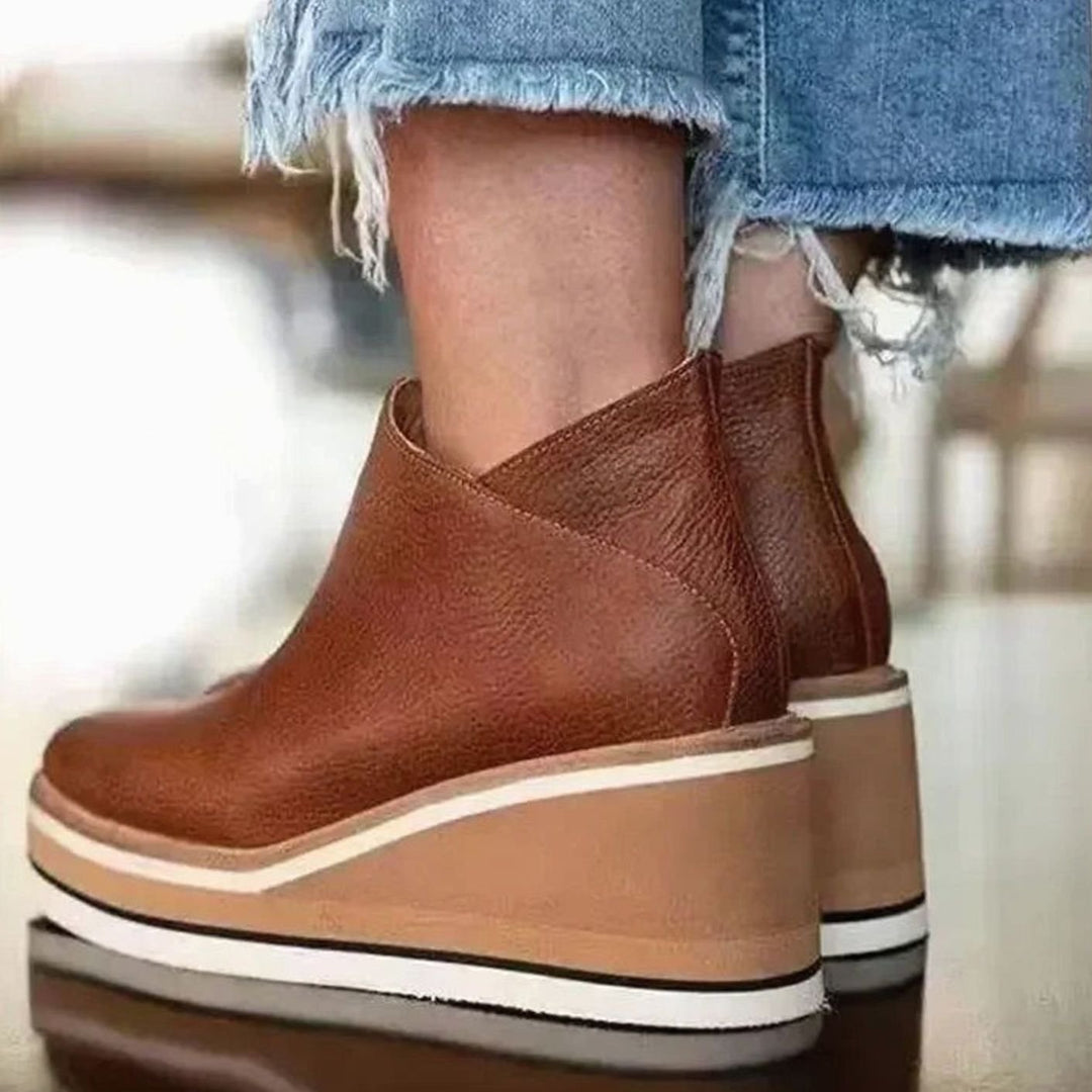 Carolyn | Elegant Platform Wedge Chelsea Ankle Boots