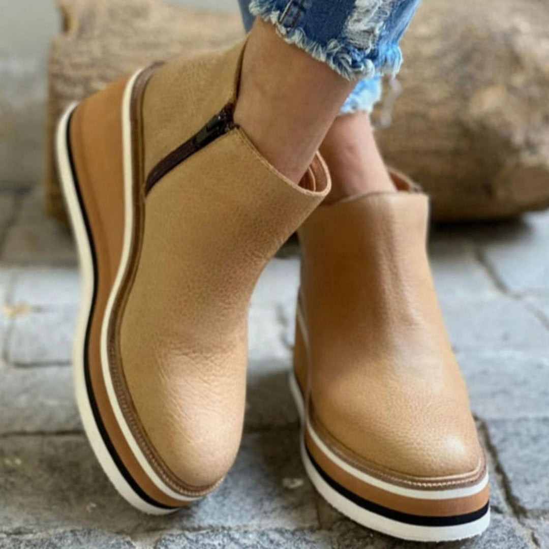 Carolyn | Elegant Platform Wedge Chelsea Ankle Boots