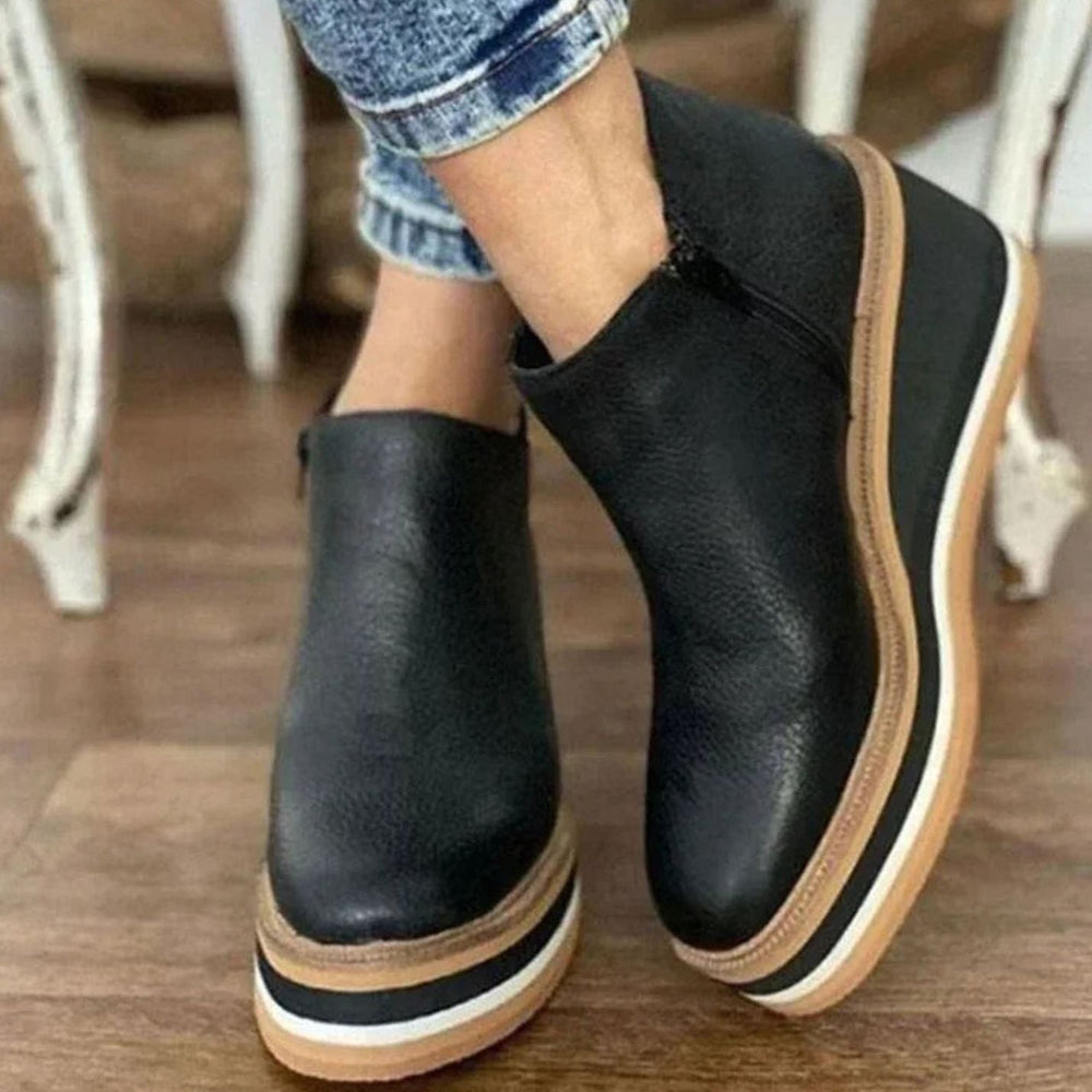 Carolyn | Elegant Platform Wedge Chelsea Ankle Boots
