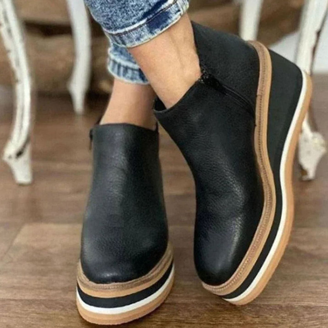 Carolyn | Elegant Platform Wedge Chelsea Ankle Boots