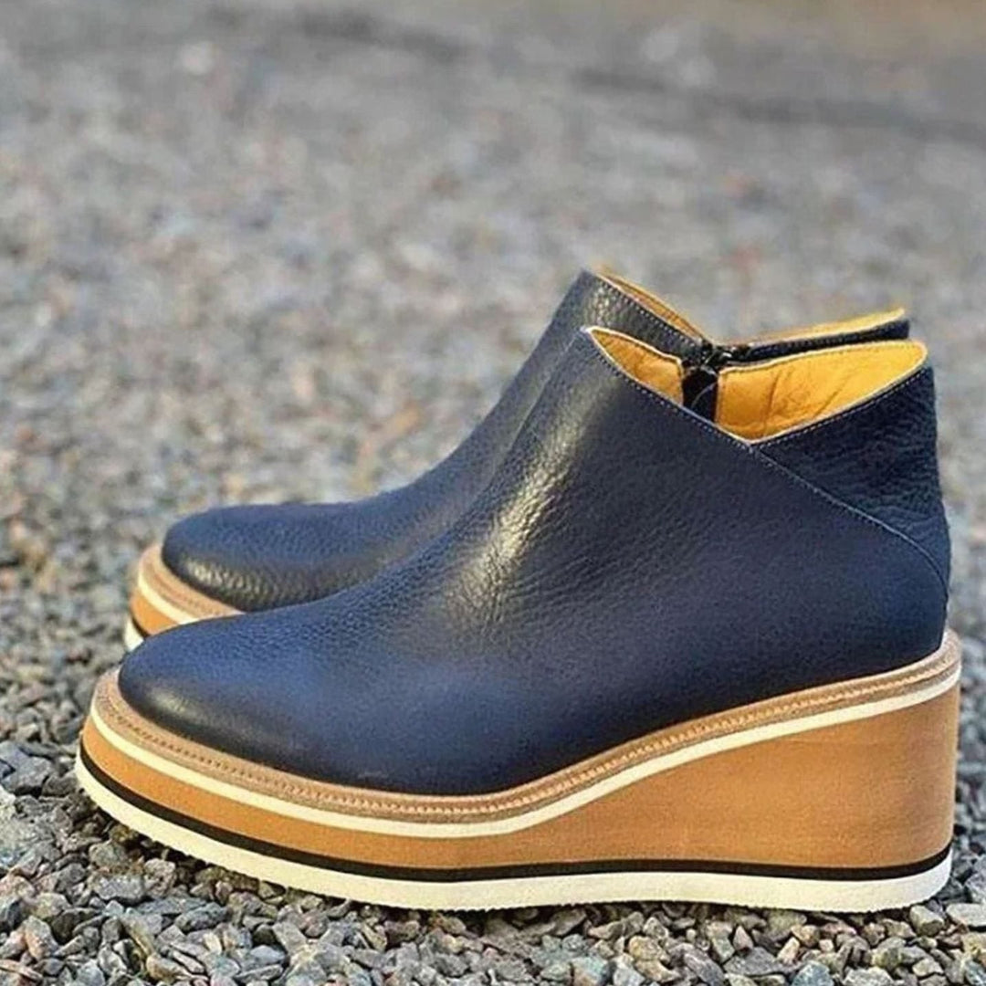 Carolyn | Elegant Platform Wedge Chelsea Ankle Boots