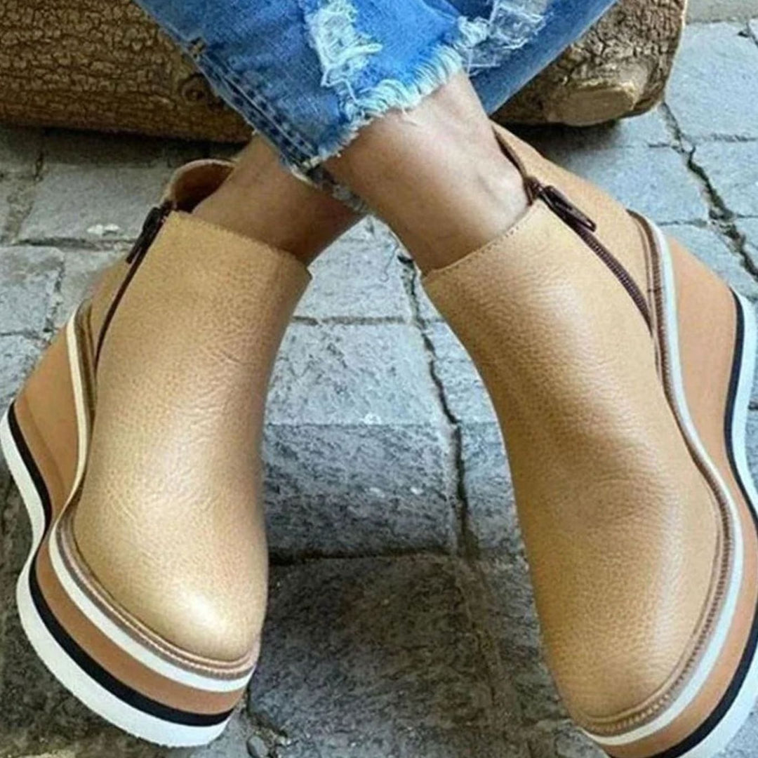 Carolyn | Elegant Platform Wedge Chelsea Ankle Boots
