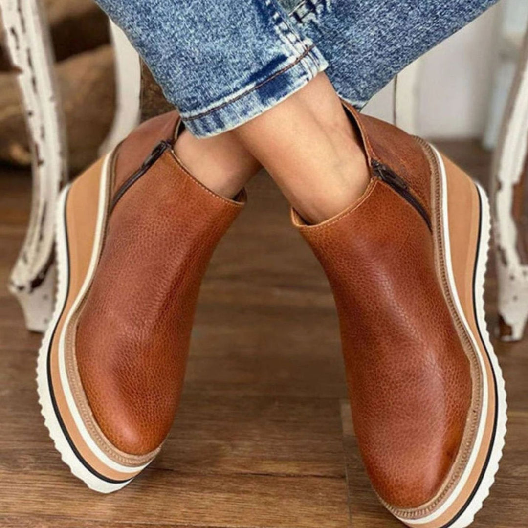 Carolyn | Elegant Platform Wedge Chelsea Ankle Boots