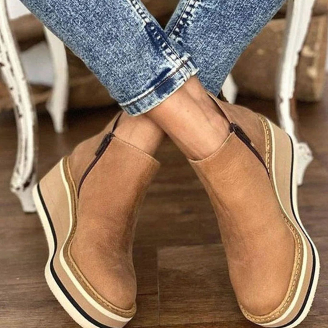 Carolyn | Elegant Platform Wedge Chelsea Ankle Boots
