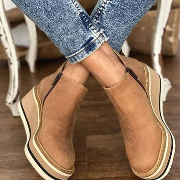 Carolyn | Elegant Platform Wedge Chelsea Ankle Boots