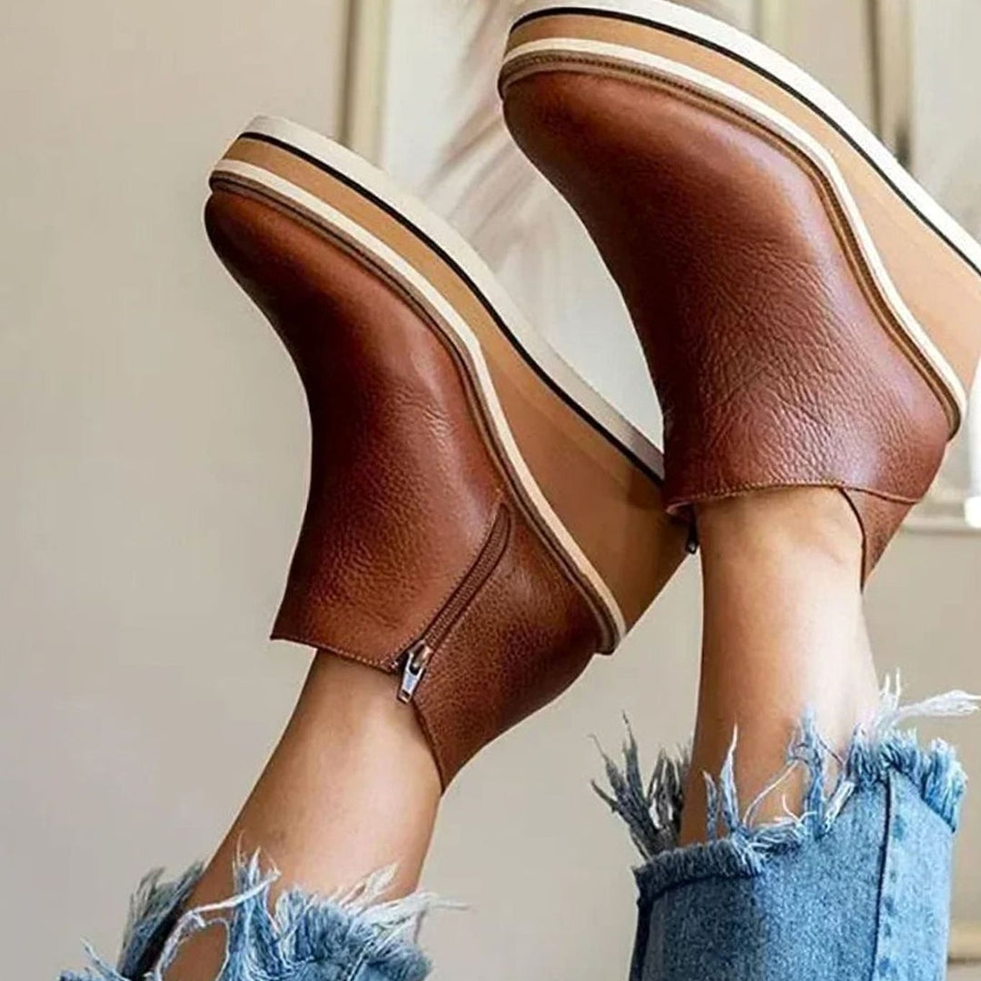 Carolyn | Elegant Platform Wedge Chelsea Ankle Boots
