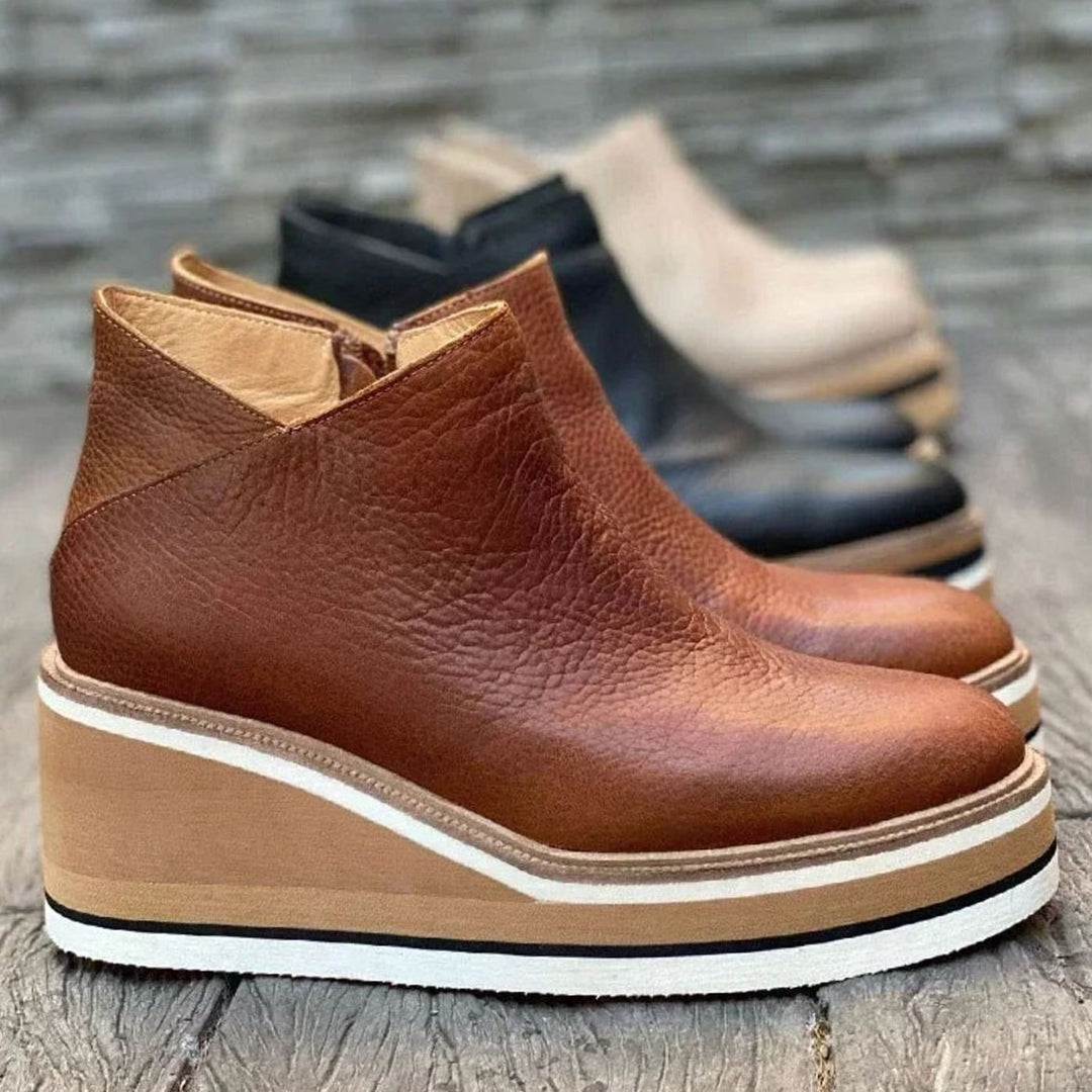 Carolyn | Elegant Platform Wedge Chelsea Ankle Boots