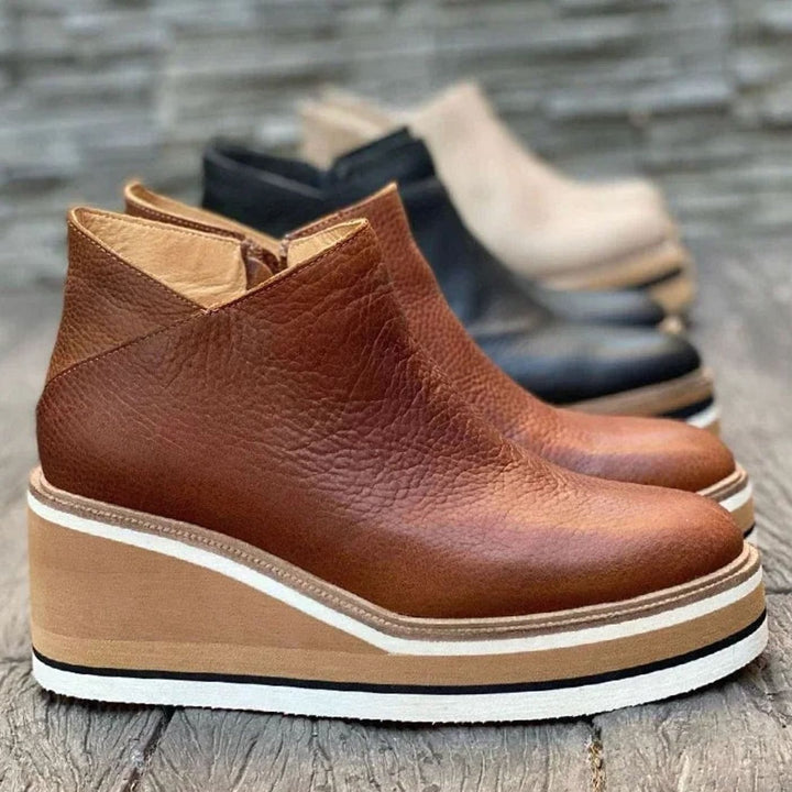 Carolyn | Elegant Platform Wedge Chelsea Ankle Boots