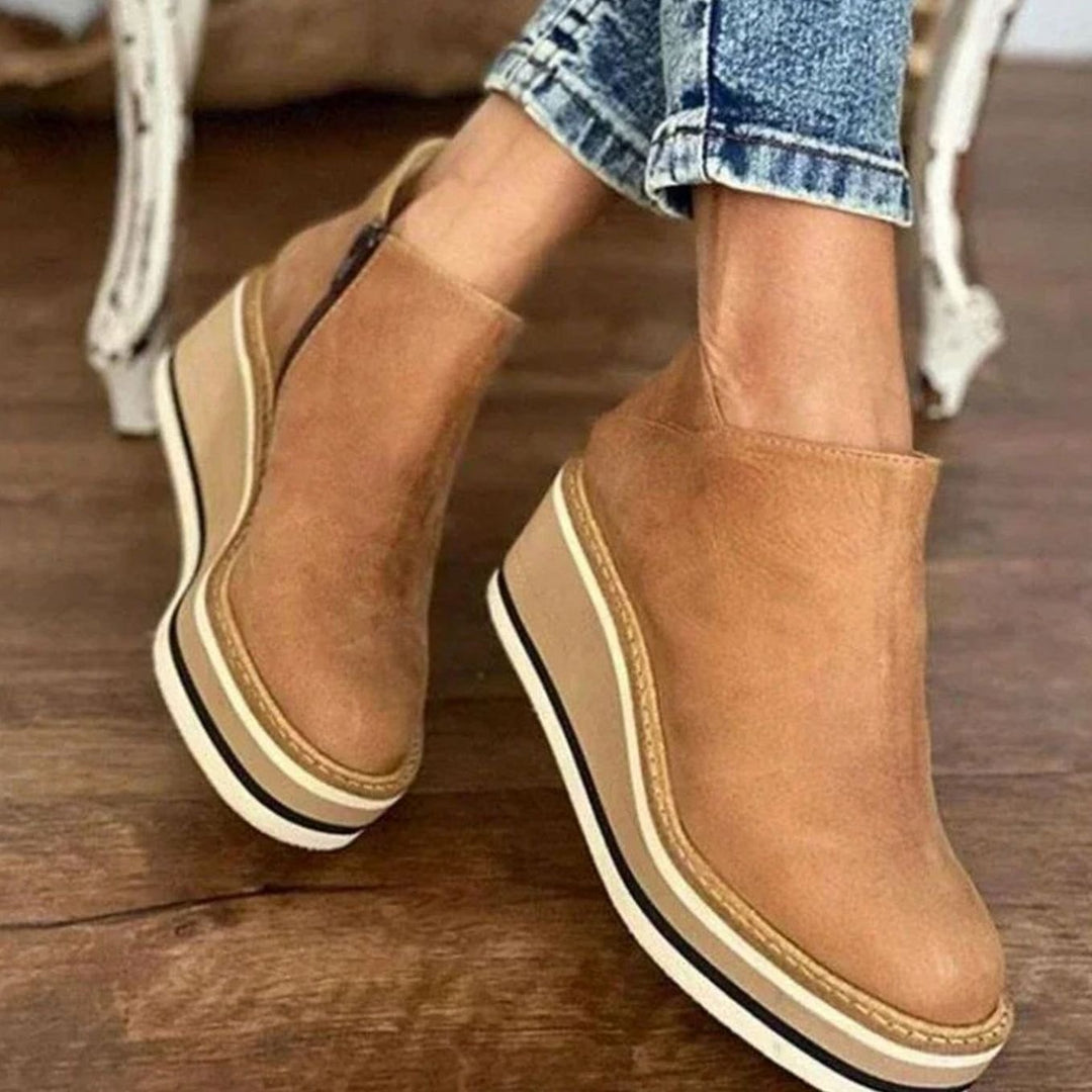 Carolyn | Elegant Platform Wedge Chelsea Ankle Boots