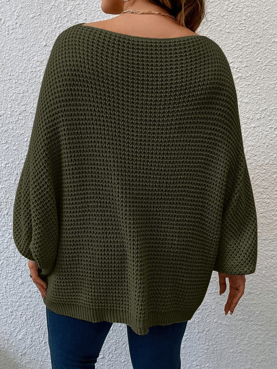 Carolyn | Timeless Ribbed Knit Batwing Sleeve Oversized Sweater