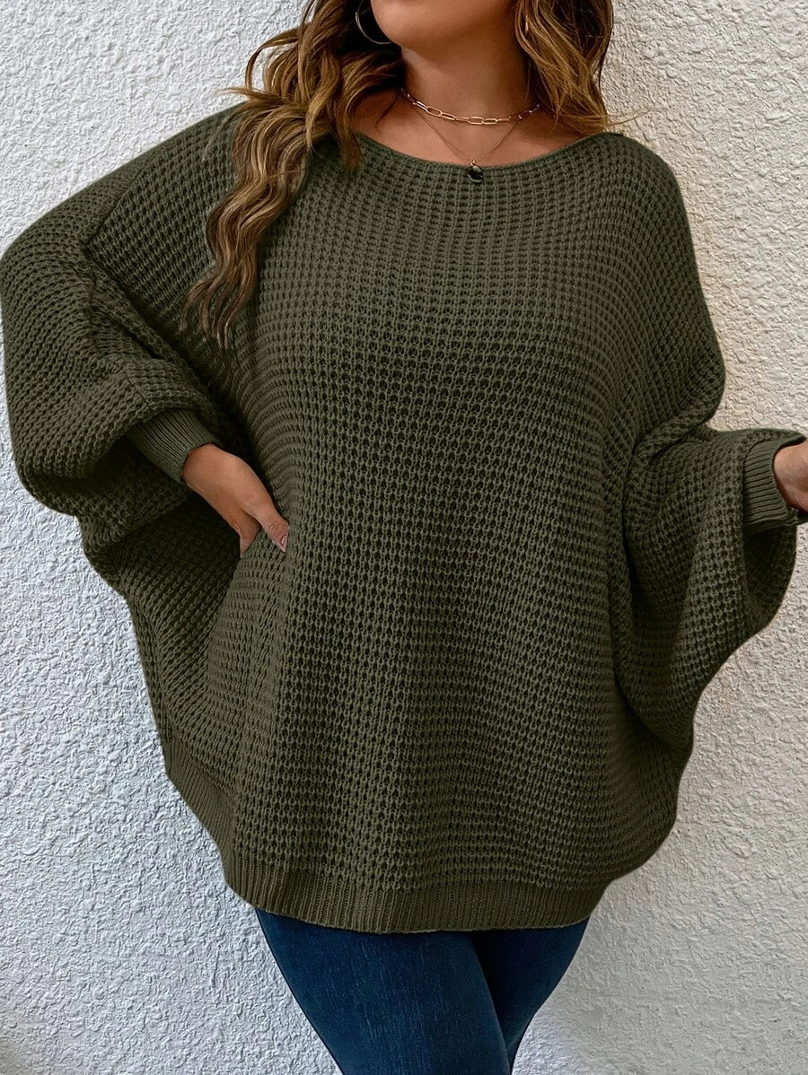 Carolyn | Timeless Ribbed Knit Batwing Sleeve Oversized Sweater