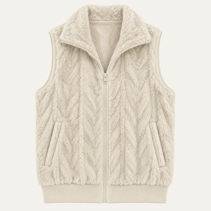 Catherine | Elegant Plush Cable-Knit Sweater Vest