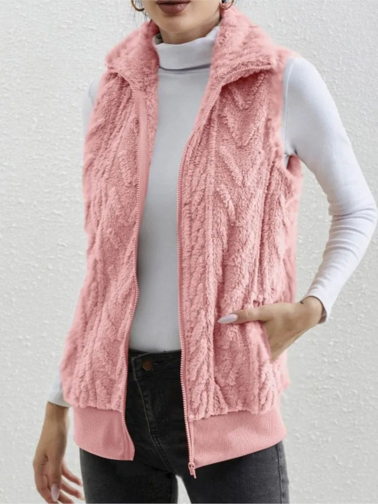 Catherine | Elegant Plush Cable-Knit Sweater Vest