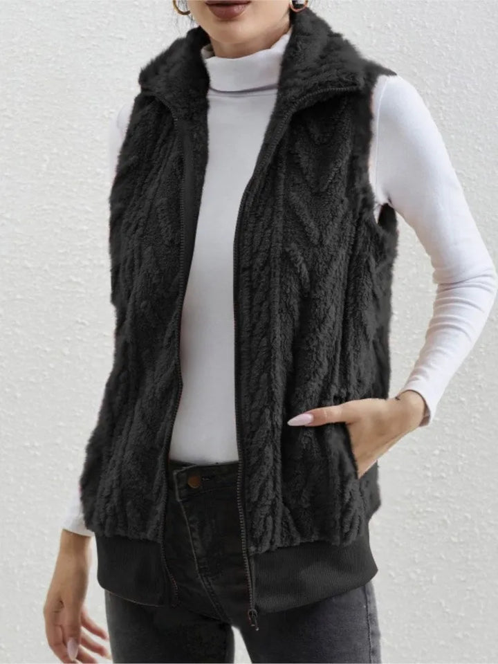 Catherine | Elegant Plush Cable-Knit Sweater Vest