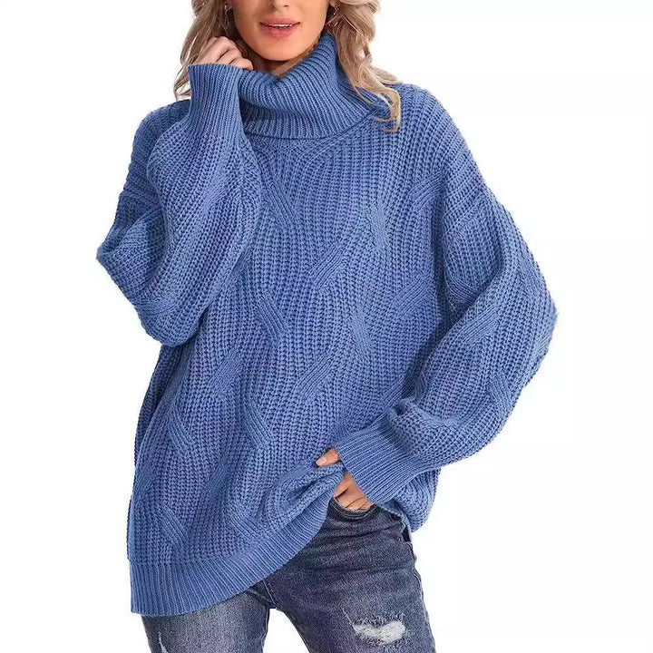 Catherine | Oversized Cable Knit Turtleneck Sweater