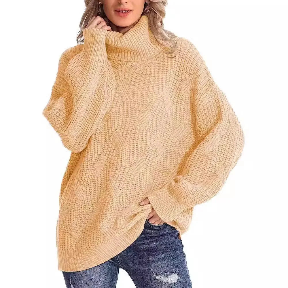 Catherine | Oversized Cable Knit Turtleneck Sweater