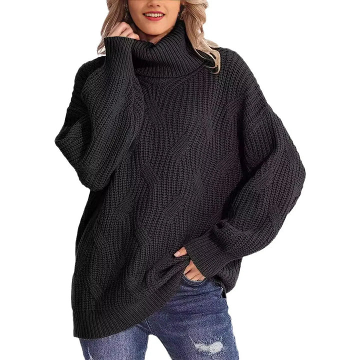 Catherine | Oversized Cable Knit Turtleneck Sweater